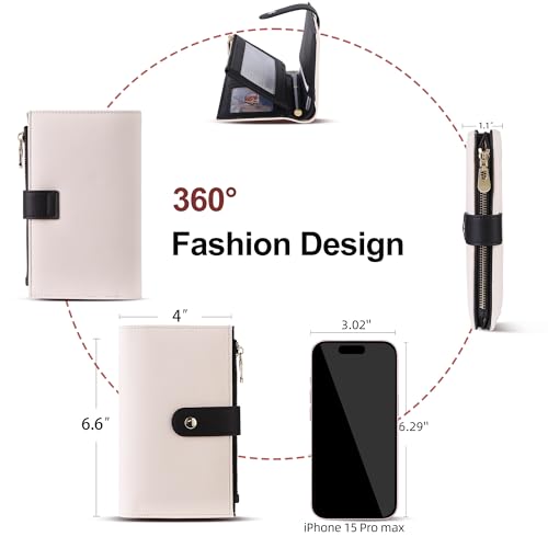 Wallet Women RFID Blocking Multi Cards Wallet Credit Card Holder for Women Large Capacity Lady Leather Trifold Travel Wallet with Passport