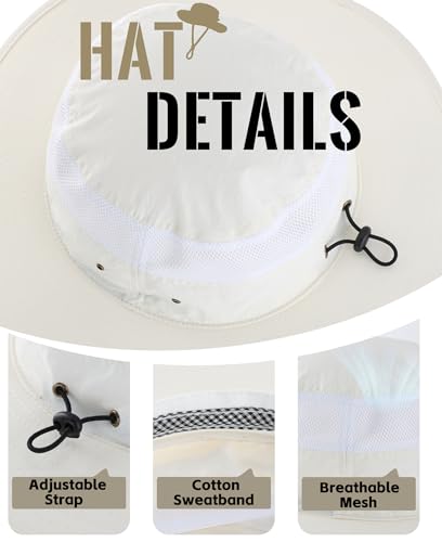 Men's Sun Hat UPF 50+ Wide Brim Bucket Hat Windproof Fishing Hats