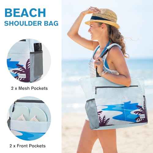 Beach Bag Waterproof Sandproof Large Capacity Foldable for Women