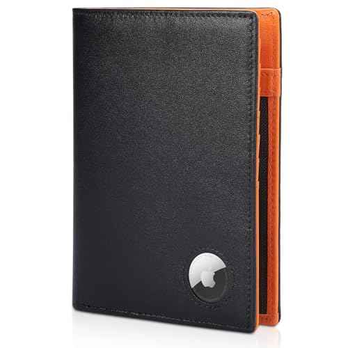 Polare Leather AirTag Passport Holder RFID Blocking Travel Bifold Wallet