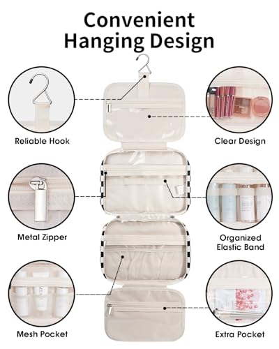 Hanging Toiletry Bag for Women Travel Makeup Bag Organizer Toiletries Bag for Travel Size Essentials Accessories Cosmetics