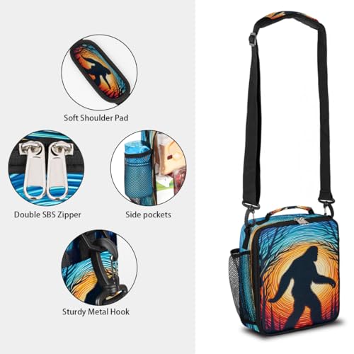 Galaxy Bigfoot Kids Lunch Box for Girls Boys Reusable Insulated Lunch Bag for Kids Toddler Thermal Cooler Spacious Lunchbox with Shoulder Strap Lunchbag for School Work Picnic (print 7)