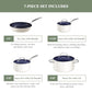 7pc Cookware Set Healthy Duralon Blue Ceramic Nonstick Coated