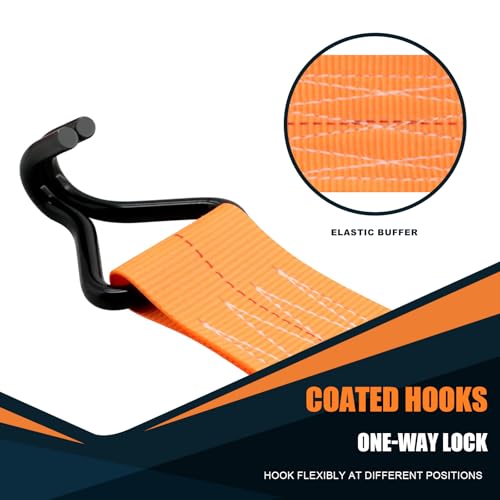6 Pack 2 inch Ratchet Straps Heavy Duty J Hook 2 in x 15ft with Strong Ratcheting (6 Count)