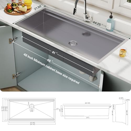 45 x 22 in Workstation Undermount Sink