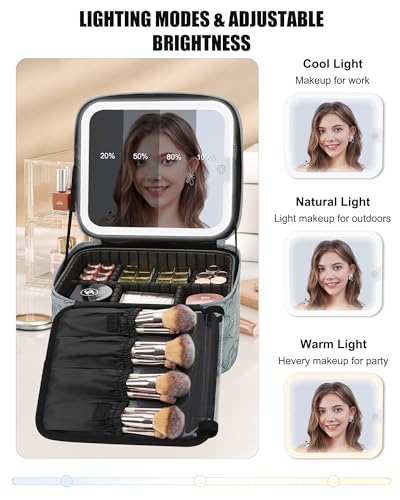 Travel Makeup Bag With LED Mirror for Women