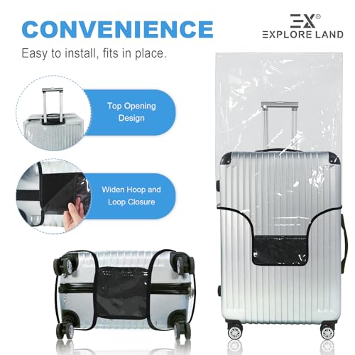 Clear Luggage Cover Tough Protector Fits for 30 Inches Suitcase for Travel Airplane