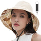 Womens Sun Hats Wide Brim Reversible Bucket Cotton Hat Packable Summer Travel Cap with Hat Clip