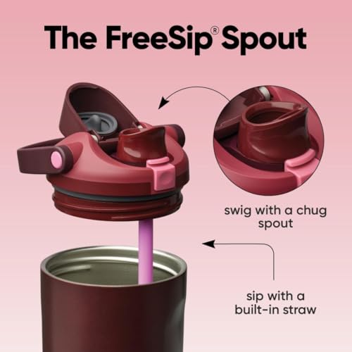 FreeSip Sway Stainless Steel Water Bottle 40 oz Black Cherry