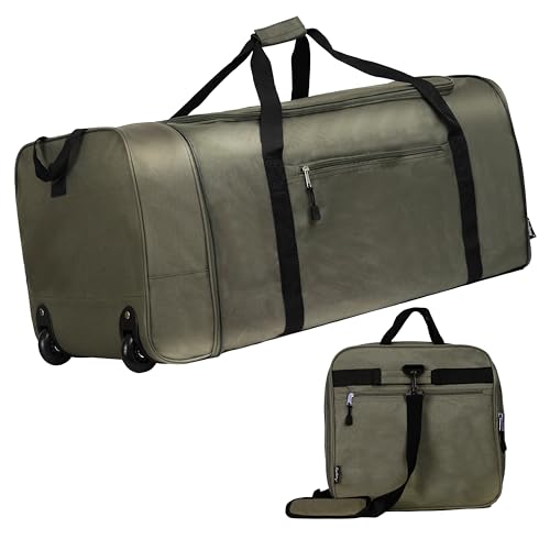 100L Foldable Rolling Duffel Bag with 2 Wheels