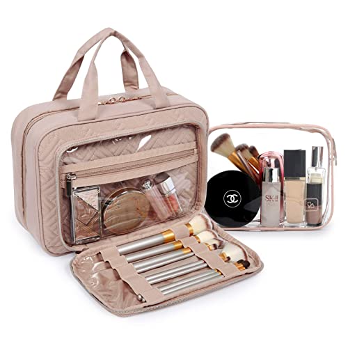 Toiletry Bag Hanging Travel Makeup Organizer with TSA Approved Transparent Cosmetic Bag Makeup Bag for Full Sized Toiletries (2 Count)
