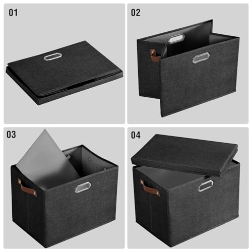 17" Large Fabric Storage Box with Lids (3 Count)
