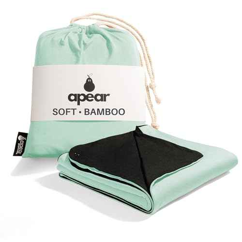 16-in-1 Compact Travel Blanket with Bag – Reversible, Ultra Soft Bamboo Airplane Blanket with Hidden Pocket - Packable for Flights, Camping, Picnic, Travel Essentials (Seafoam/Black)