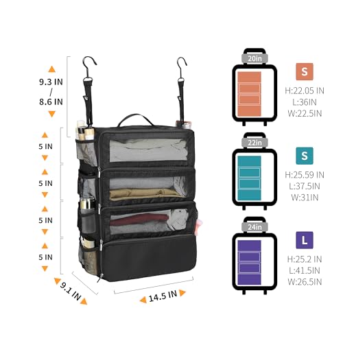 Suitcase Organizer Travel Bags Organizer for Luggage Compression Hanging Packing Cubes for Travel Carry on Closet (8.2894 Ounce)