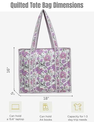 100% Cotton Quilted Tote Bag For Women