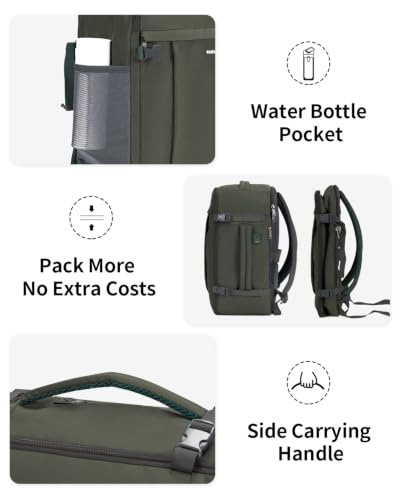 18" Travel Backpack Airlines Approved Personal Item Bag Women Grey Green