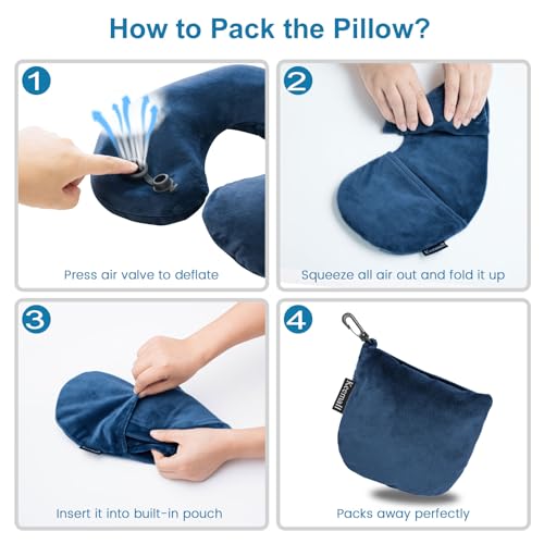Inflatable Neck & Shoulder Travel Pillow for Airplane Naps