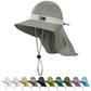 Cooling Sun Hat for Men Women UPF50+ Wide Brim Fishing Hat with Neck Flap Adjustable Foldable Bucket Hat for Hiking Grey
