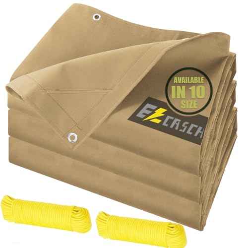 12’x16’ Canvas Tarps Heavy Duty Waterproof Tarpaulins with Aluminum Grommets