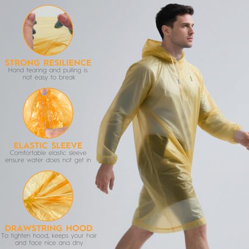 6 & 20 & 50 Pack Disposable Rain Ponchos for Adults (20 Count)