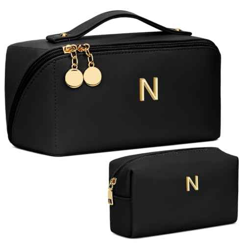 Initial Makeup Bag Personalized Gift for Women Teen Girls
