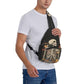 Sling Bag Skeleton Flower Skull Vintage Hiking Daypack Crossbody Shoulder Backpack Travel Chest Pack for Men Women