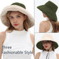 Womens Sun Hats Wide Brim Reversible Bucket Cotton Hat Packable Summer Travel Cap with Hat Clip