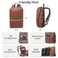 Leather Laptop Backpack for Men with Trolley Strap 16L Slim