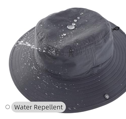 Men's Cowboy Sun Hat Wide Brim Fishing Hiking Camping Gardening Hat UV Protection Outdoor Summer Sun Hat Dark Grey
