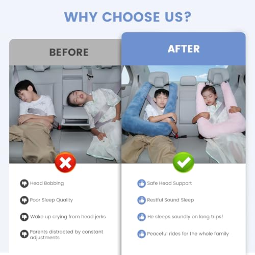 Inflatable Car Pillow for Kids & Adults