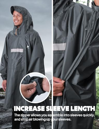 Hooded Rain Poncho for Adult Waterproof Lightweight Raincoat