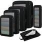 4 Set/6 Set/8 Set Compression Packing Cubes Travel Accessories Expandable Packing Organizers (Square Mesh, 05-Jet Black)