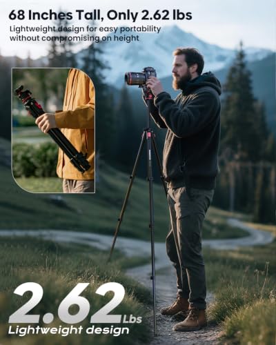 68" Travel Tripod for Camera Phone Camcorder