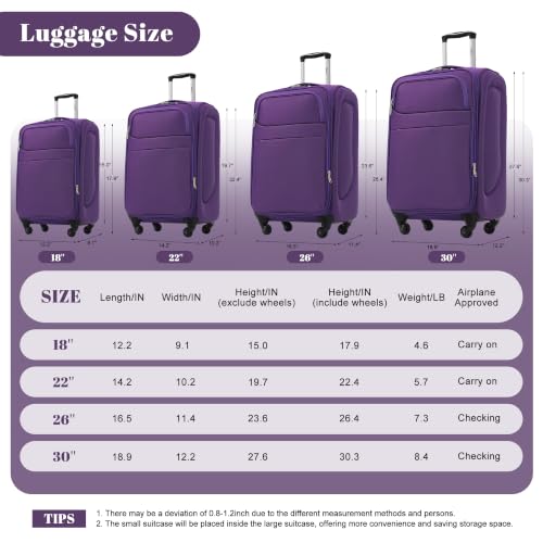 4 Piece Expandable Luggage Set (4 Count)