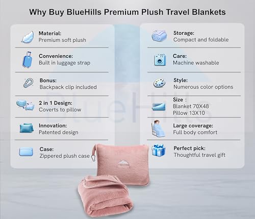 Premium Soft Long Travel Blanket Pillow Combo
