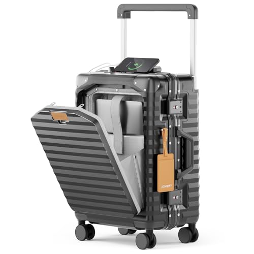 20 Inch Carry on Luggage with Aluminium Frame and Front Pocket