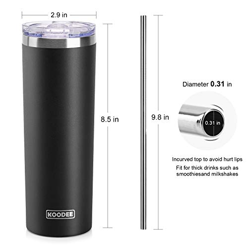20 oz Stainless Steel Skinny Tumbler Double Wall Insulated Slim Water Tumbler Cup with Lids