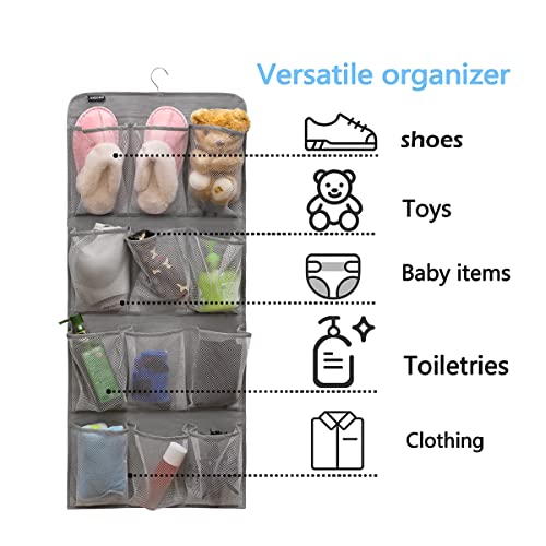 Dual Sided Hanging Shoe Organizer for Closet with Rotating Hanger Hanging Shoe Rack Holder with 24 Large Pockets