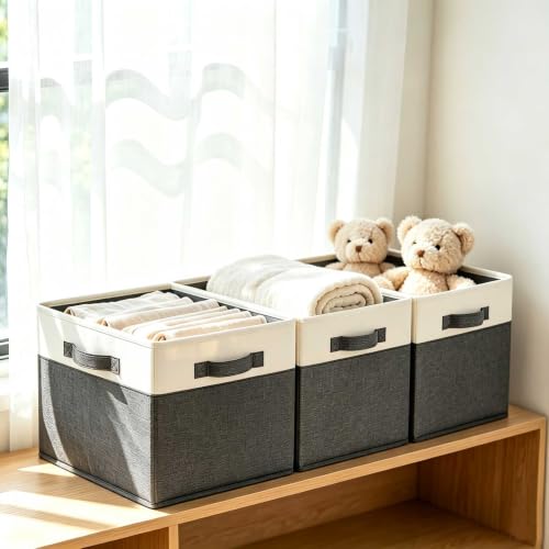 Large Fabric Storage Bins with 3 Handles (3 Count)