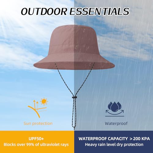 Waterproof Bucket Hats for Woman UPF 50+ Sun Hat Pink