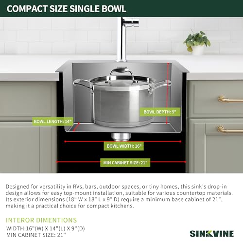 18 Inch Bar Sink Drop