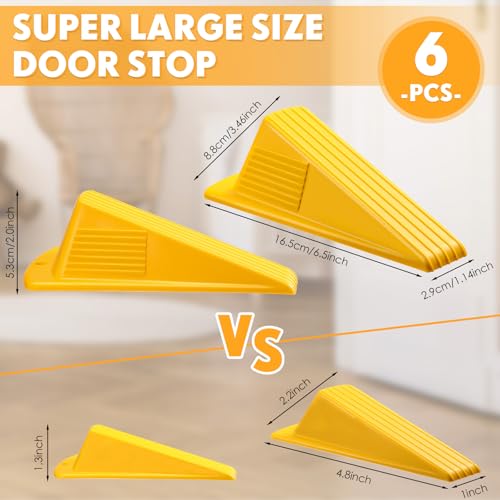 6 Pcs Heavy Duty Rubber Door Stops Wedge Stackable (6 Count)