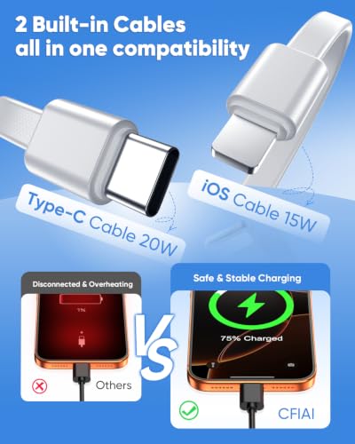 Portable Charger 15000mAh Slim Power Bank with Built in Cables