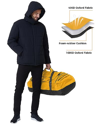 Lightweight Duffel Travel Backpack with Shoe Compartment Yellow 65L