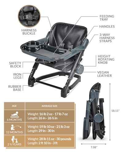 Feed Me 3-in-1 Travel High Chair Booster Seat - Bubble Black