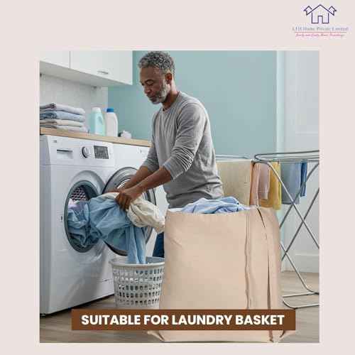 LFH Home Large Premium 1pack Cotton Rich Rich Canvas Laundry Bag with Drawstring and Handles Heavy Duty