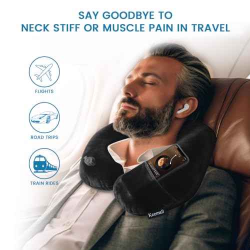 Inflatable Travel Neck & Shoulder Pillow for Airplanes & Long Trips