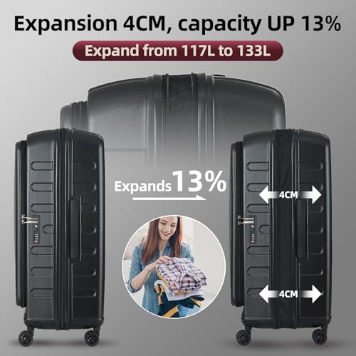29 Inch Checked Luggage with Expansion and Side Opening