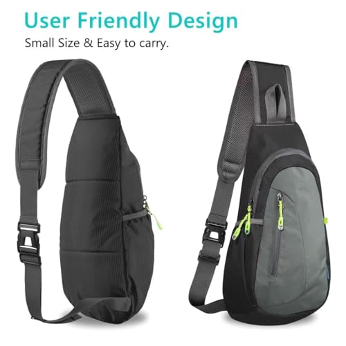 Small Sling Bag Lightweight Crossbody Bag for Women Men Hiking Backpack Travel Shoulder Bag Chest Daypack for Gym Work Outdoor Sports Black Dark Grey