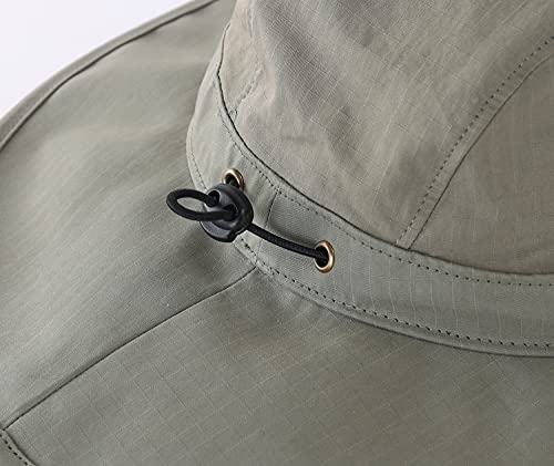 UPF 50+ Men's Sun Hat Wide Brim Fishing Hat Light Weight Safari Bucket Hat Army Green